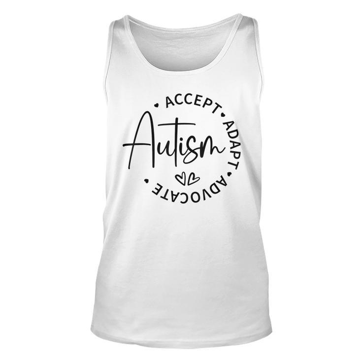 Autism Awareness Month Accept Adapt Advocate Autism Gift  Unisex Tank Top