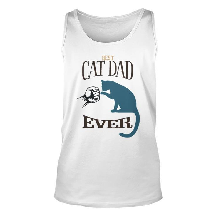 Best Cat Dad Ever Fist Bump Blue Cat Personalized Cat Dad Unisex Tank Top