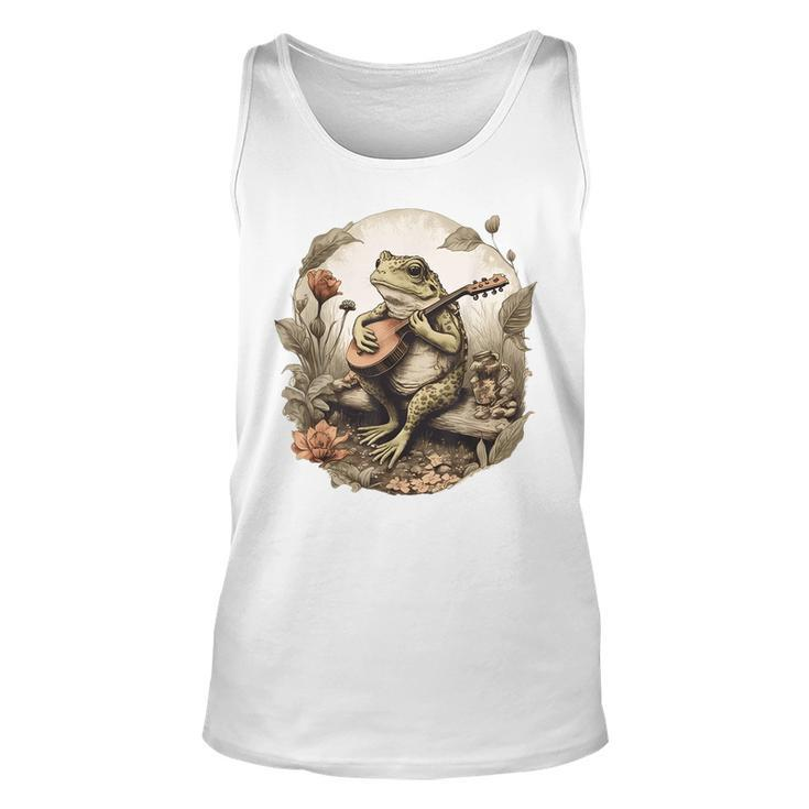 Cottagecore Aesthetic Frog Playing Banjo Instrument Vintage Tank Top