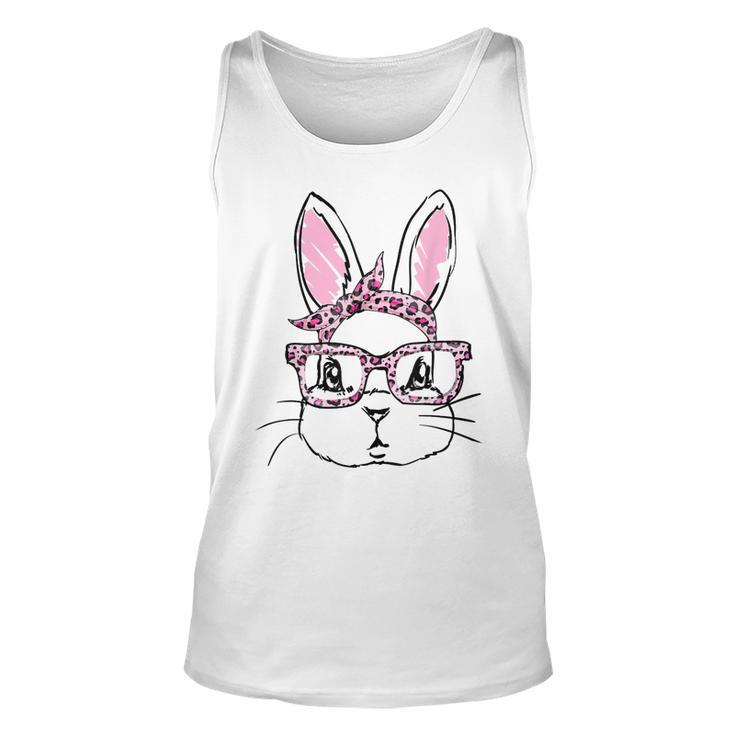 Cute Bunny Face Leopard Glasses Headband Happy Easter Day  Unisex Tank Top