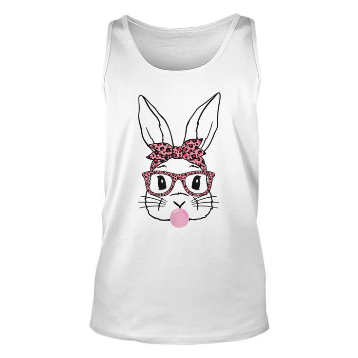 Cute Bunny Rabbit Face Leopard Glasses Girl Happy Easter Day Tank Top