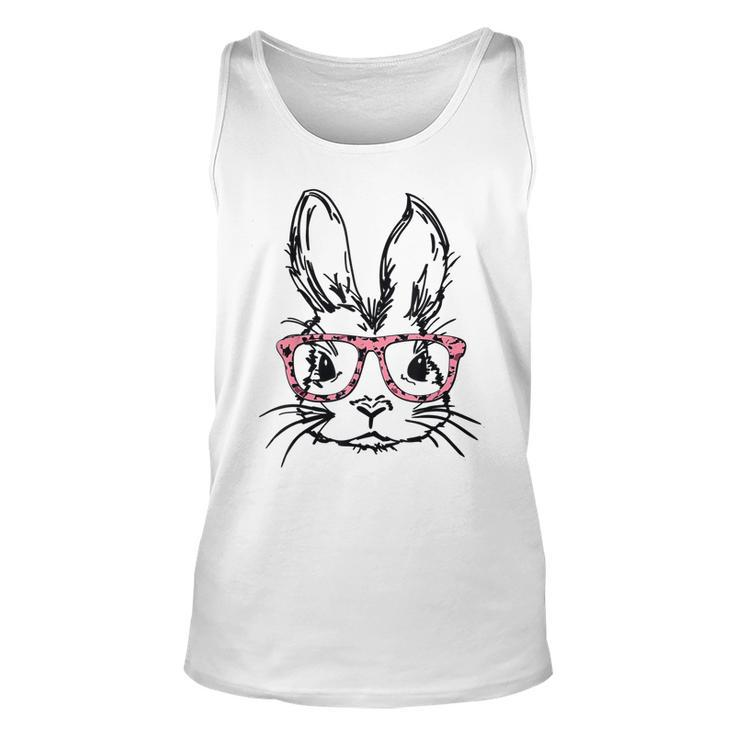 Cute Bunny With Glasses Leopard Print Easter Bunny Face  Unisex Tank Top
