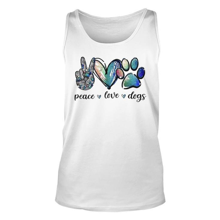 Dog Lover Peace Love Dogs Puppy Paw  Unisex Tank Top