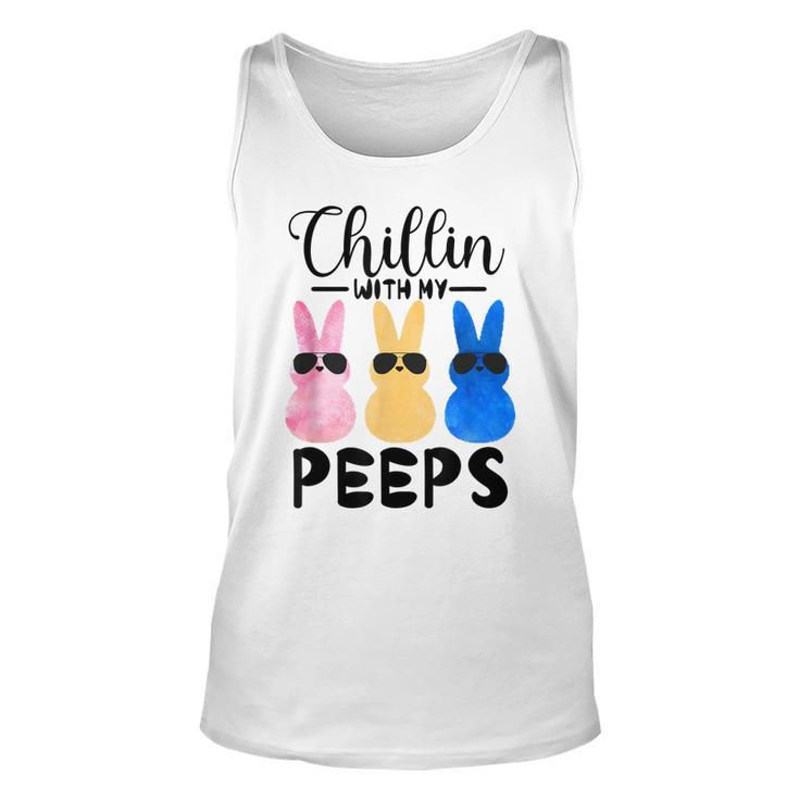 Funny Chillin With My Peeps Easter Bunny Hangin With Peeps  Unisex Tank Top
