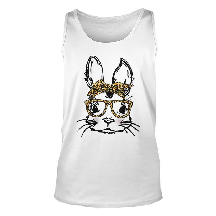 Funny Cute Bunny Wearing Glasses Leopard Easter Day  Unisex Tank Top