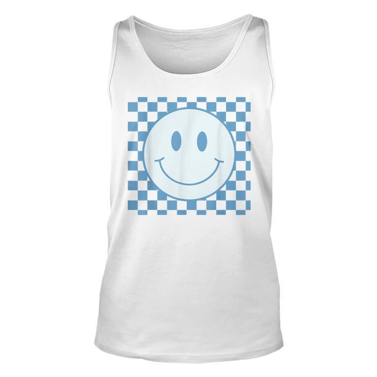 Funny Happy Face  Checkered Pattern Smile Face Meme  Unisex Tank Top