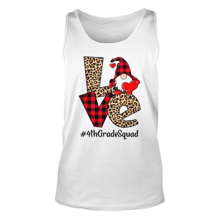 Gnomes Heart Love Red Plaid Leopard 4Th Grade Squad Gift Unisex Tank Top