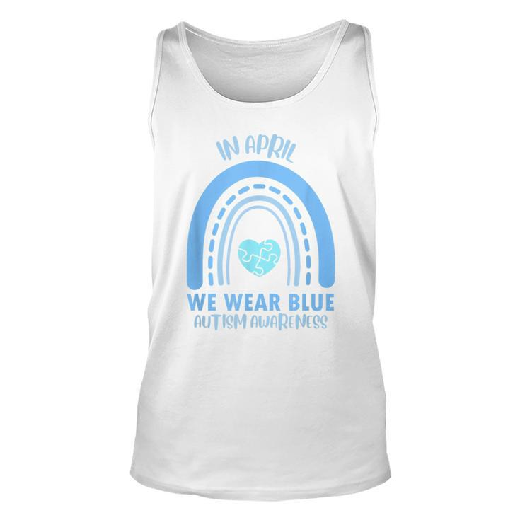 In April We Wear Blue Autism Awareness Month  Unisex Tank Top