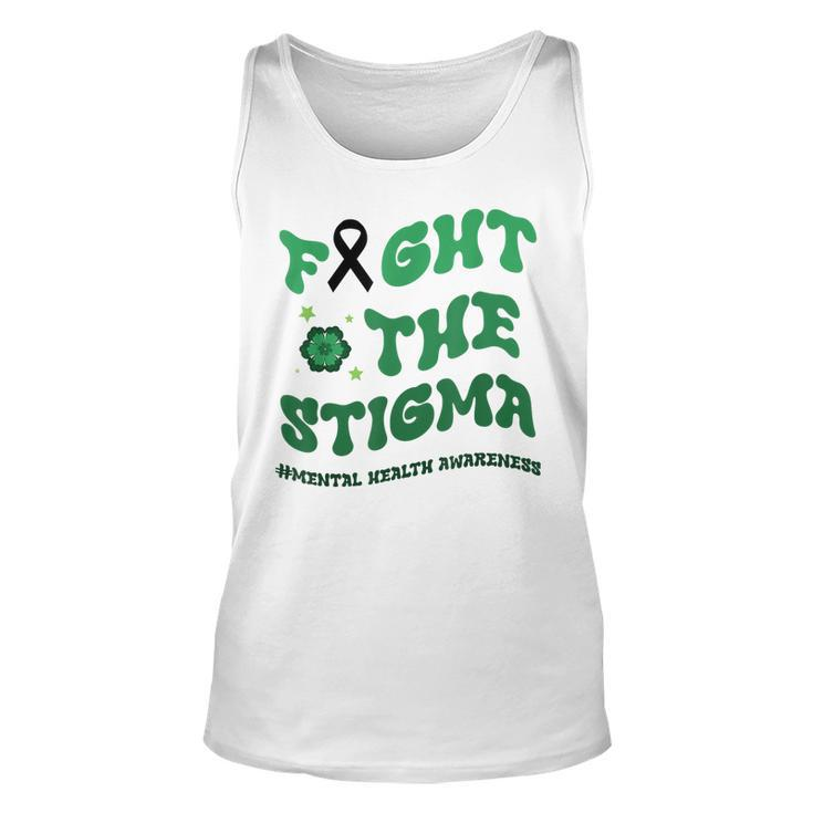 In May We Wear The Green Fight Stigma Mental Health Groovy  Unisex Tank Top