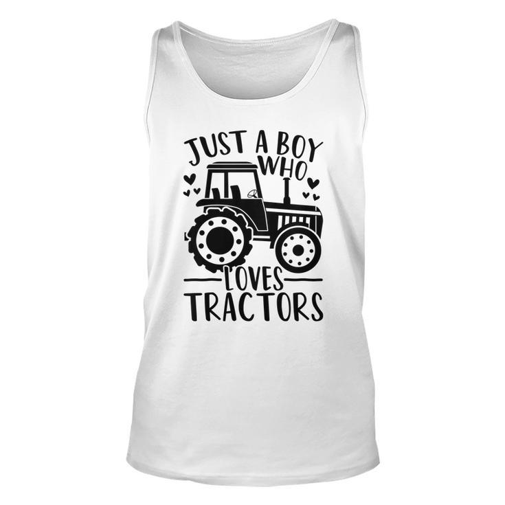 Kids Just A Boy Who Loves Tractors Cute Farm Farmer Tractor Lover Men Women Tank Top Graphic Print Unisex