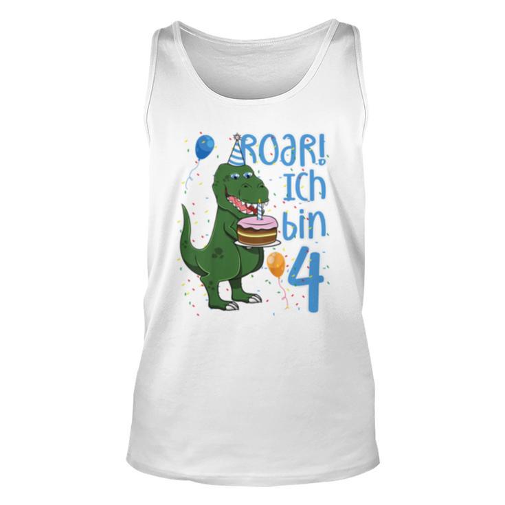 Kinder T-Rex 4. Geburtstag Unisex TankTop, Lustiges Dino 4 Jahre Motiv