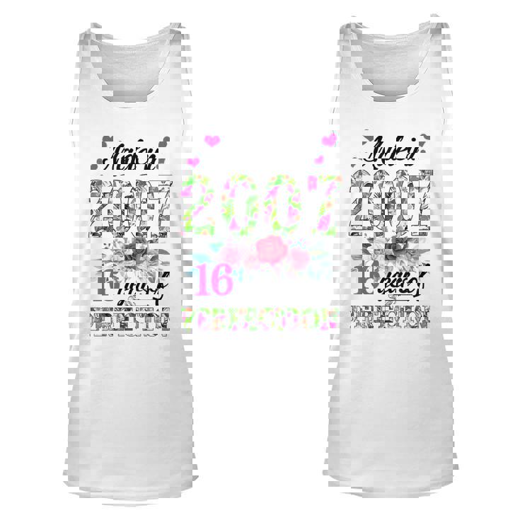 Made In 2007 Floral 16 Year Old 16Th Birthday Gifts Women  Unisex Tank Top