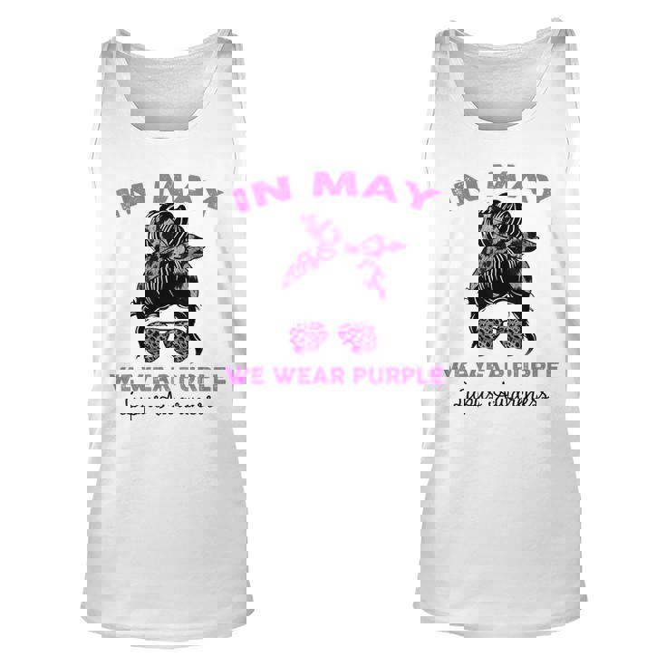 Messy Bun In May We Wear Purple Lupus Awareness Month Unisex Tank Top