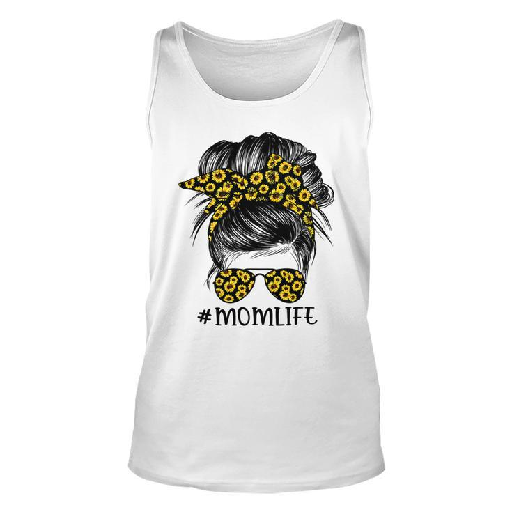 Mother Sunflowers Mom Life Messy Bun Hair Sunglasses Mothers Day Mom Unisex Tank Top