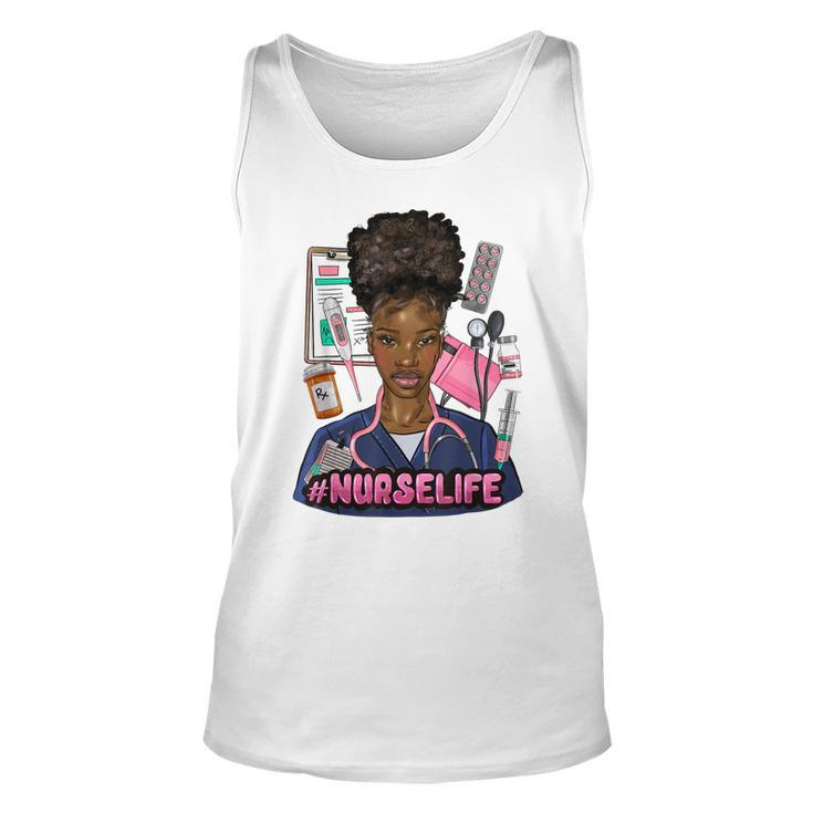 Nurse Life Messy Bun Afro Medical Assistant African American  Unisex Tank Top