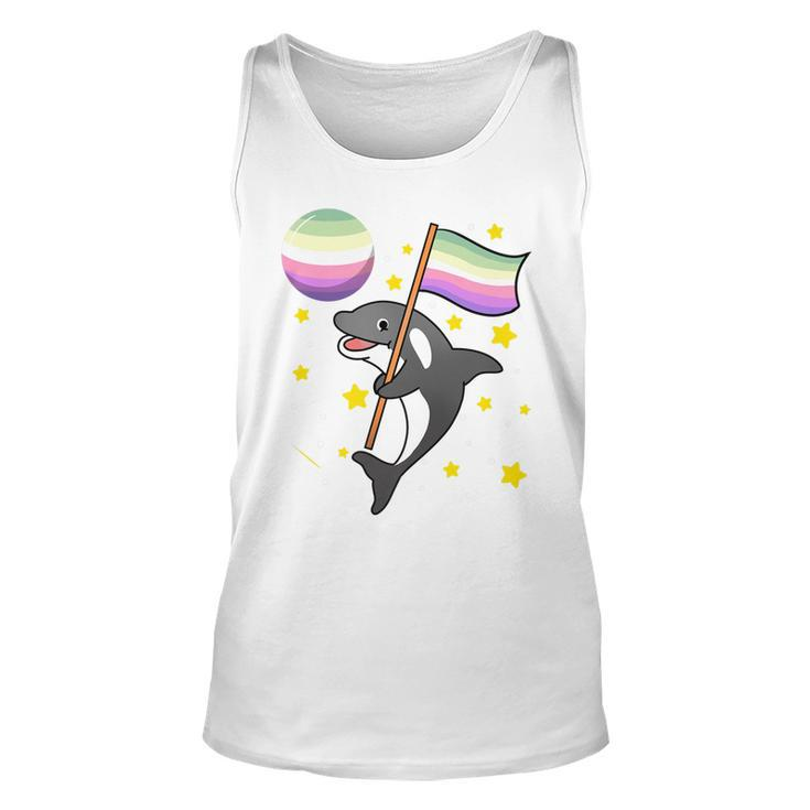 Orca In Space Genderfae Pride   Unisex Tank Top