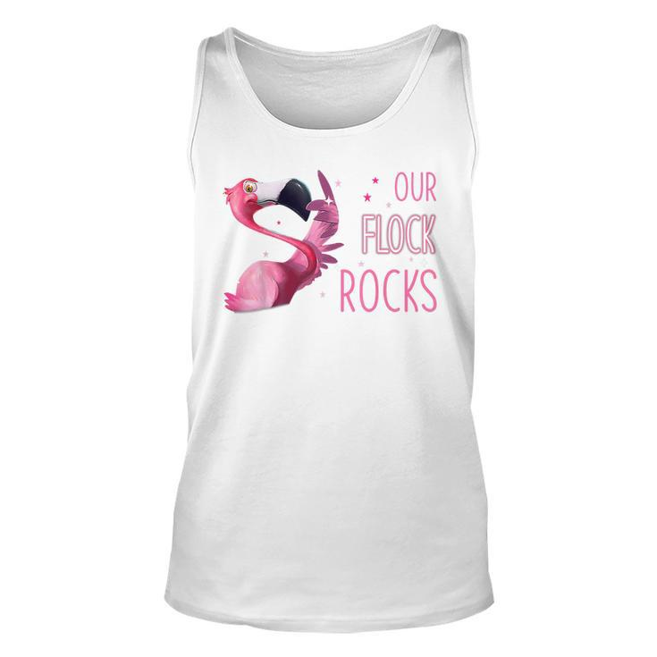 Our Flock Rocks Flamingo Mothers Day Funny Gift  Unisex Tank Top