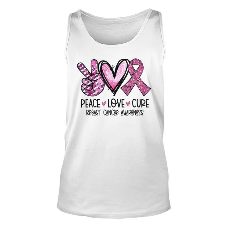 Peace Love Cure Pink Ribbon Cancer Breast Awareness  Unisex Tank Top