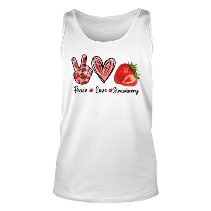 Peace Love Strawberry Cute Strawberry Festival Fruit Lover  Unisex Tank Top