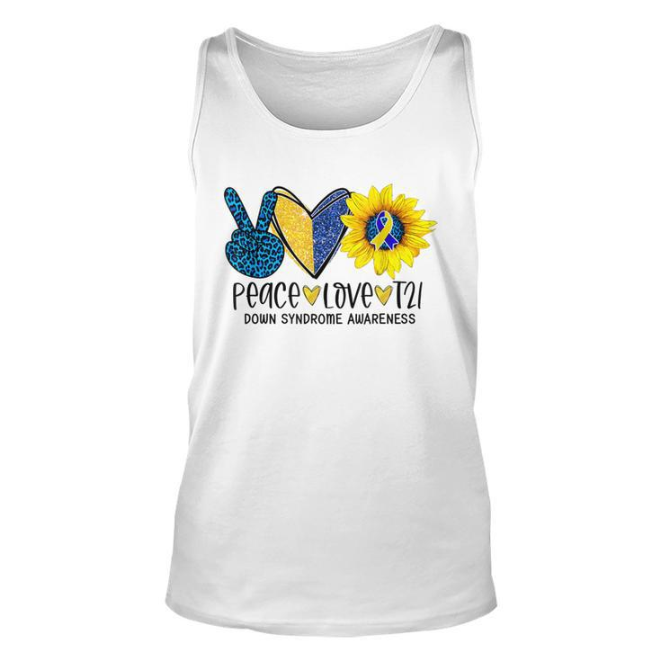 Peace Love T21 Down Syndrome Leopard Peace Sign & Sunflower Tank Top