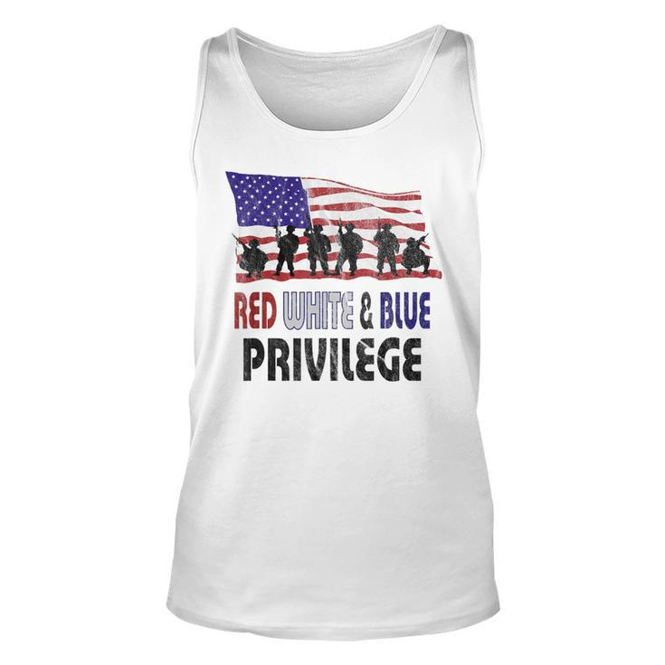 Red White & Blue Privilege Veterans Day  Vets Unisex Tank Top