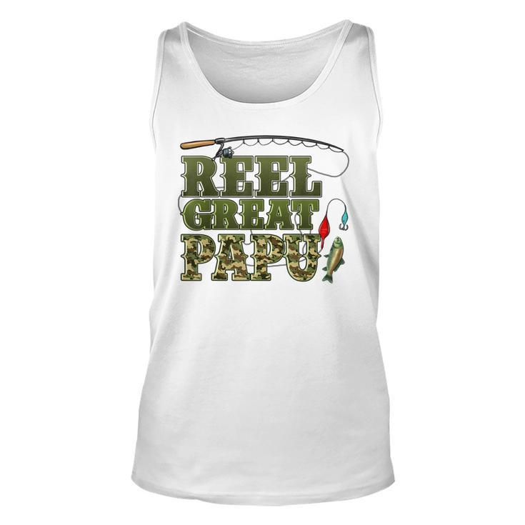 Reel Great Papu Fishing Life Fathers Day Camouflage  Unisex Tank Top