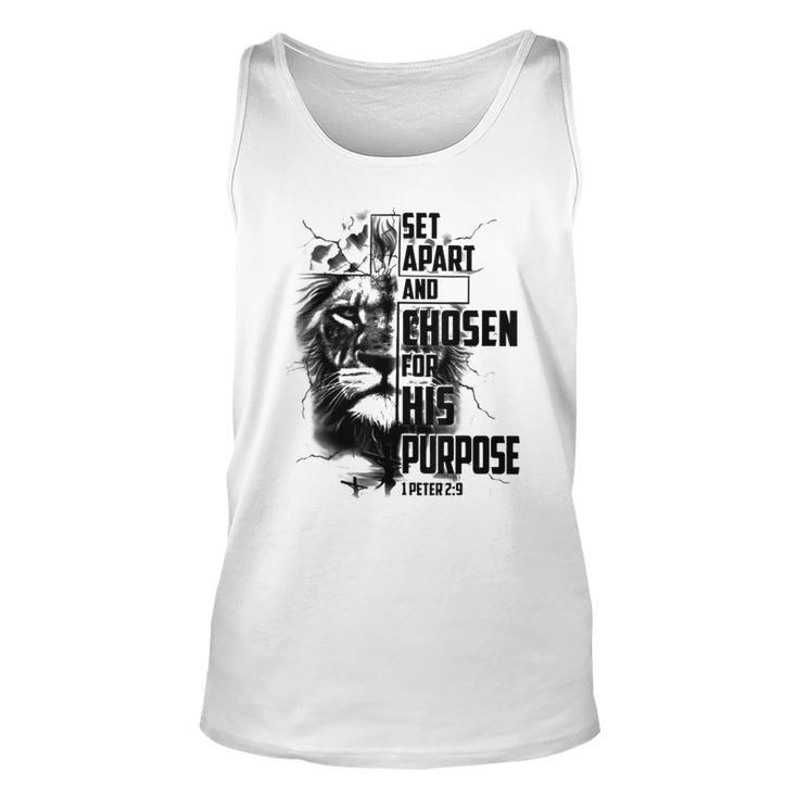 Set Apart And Chosen For His Purpose Lions Cross Christian  Unisex Tank Top