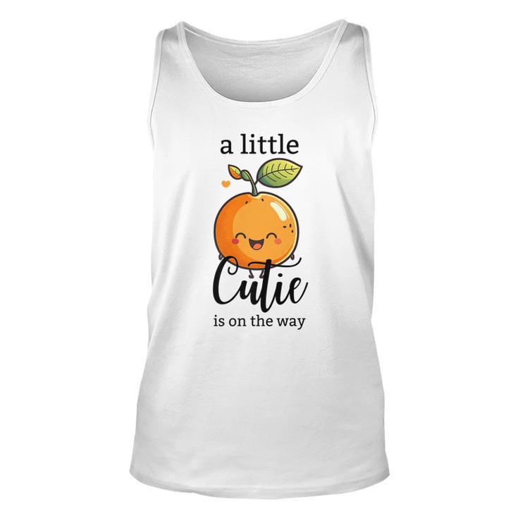 Spring Baby Shower Theme A Little Cutie Is On The Way Orange Tank Top