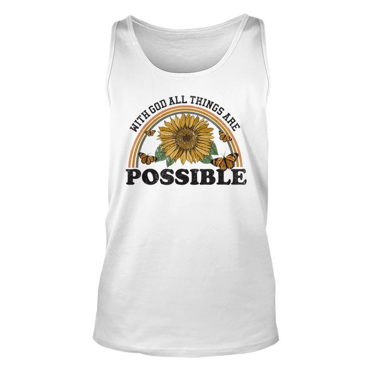 With God All Things Are Possible God Saying Jesus Faith  Unisex Tank Top