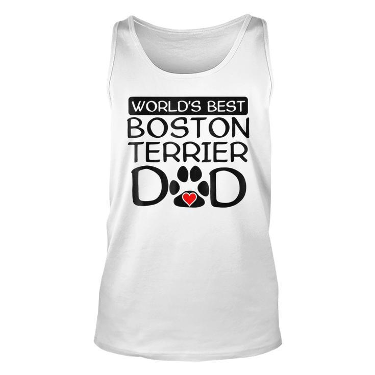 Worlds Best Boston Terrier Dad Dog Owner Paw Print Tank Top