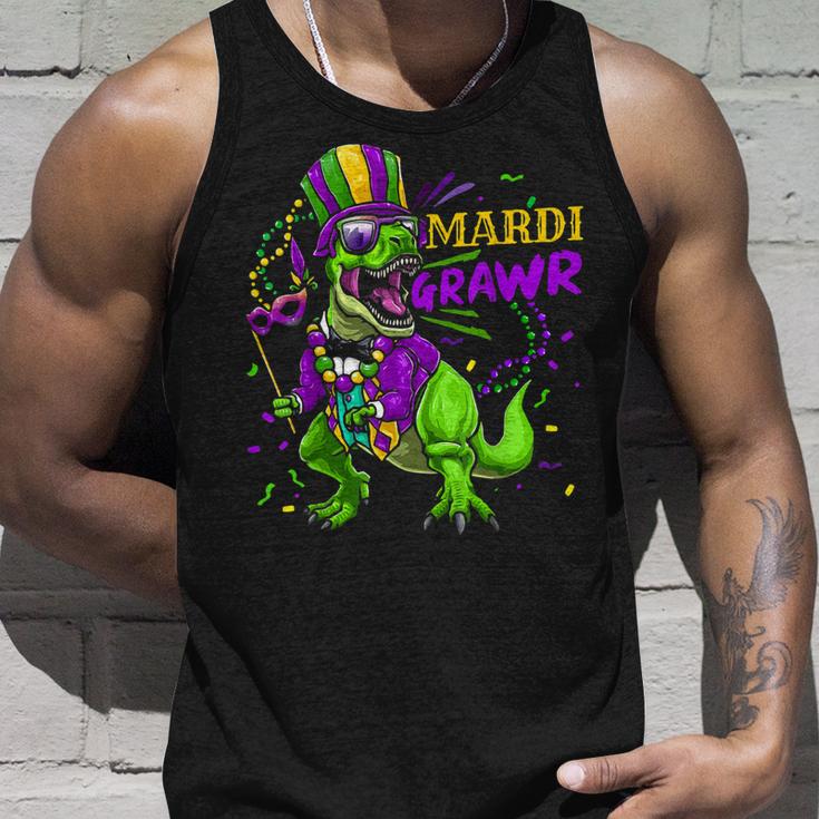 Mardi Gras Dabbing T Rex Dinosaur Mardi Grawr Bead Costume  V2 Unisex Tank Top