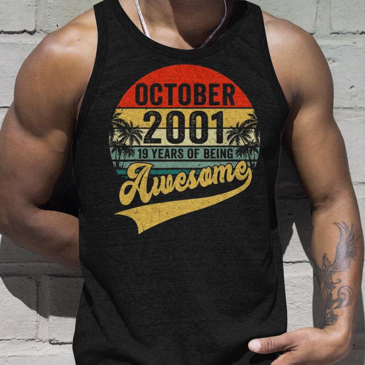 Vintage Retro October 2001 19Th Birthday Gifts 19 Years Old Unisex Tank Top