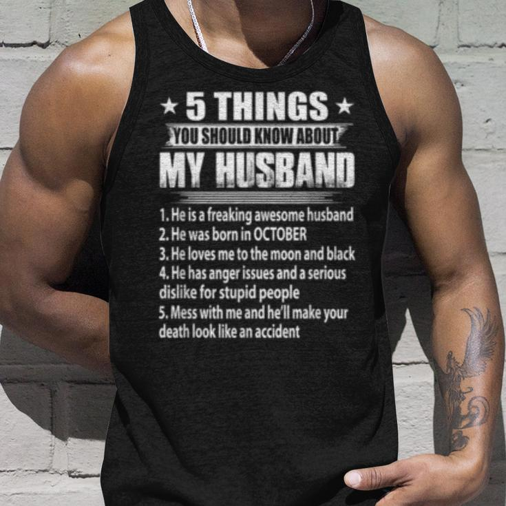 5 Things You Should Know About My Husband October Unisex Tank Top Gifts for Him