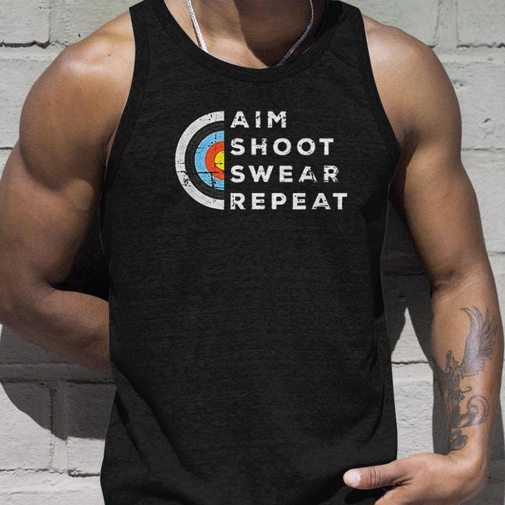 Aim Swear Repeat Archery Costume Archer Gift Archery Men Women Tank Top Graphic Print Unisex Gifts for Him