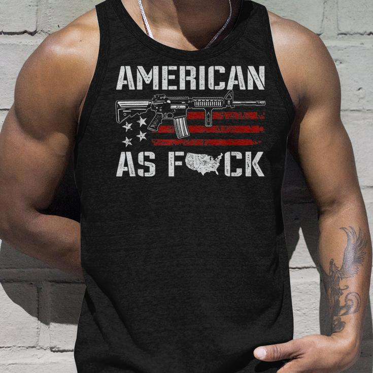 American As FCk - Patriotic Ar15 Rifle 2A Funny Pro Gun Unisex Tank Top Gifts for Him