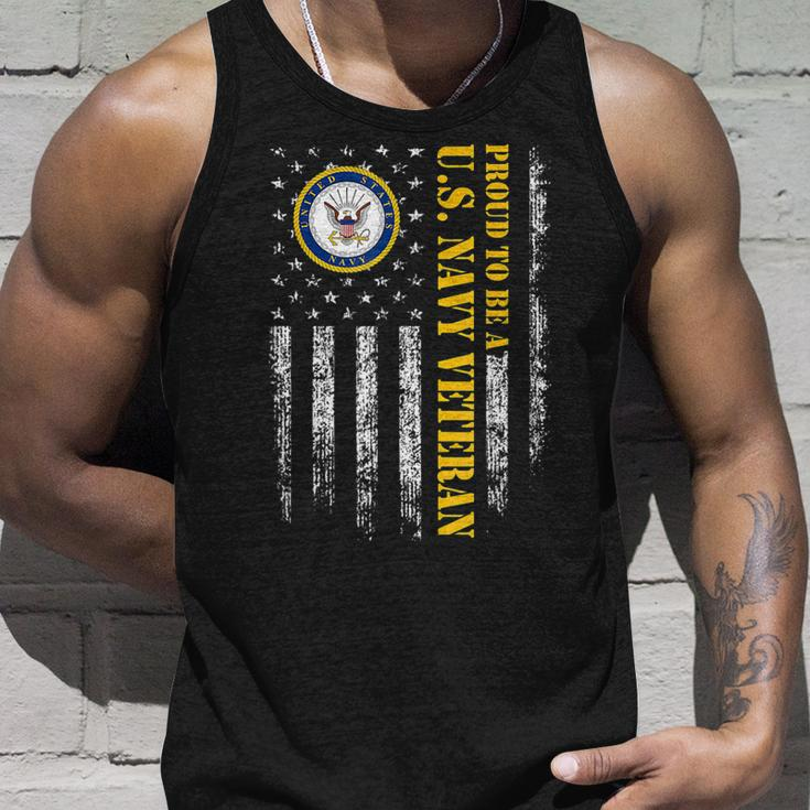 American Flag Proud To Be A Us Navy Military Veteran V2 Unisex Tank Top Gifts for Him