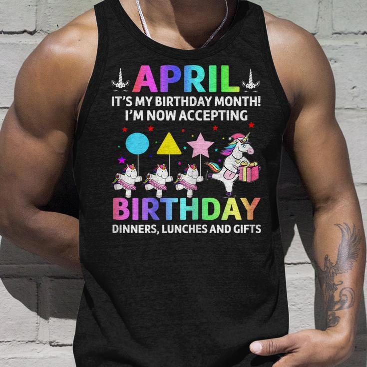 April Its My Birthday Month Shirt Cute Unicorn Birthday Unisex Tank Top Gifts for Him