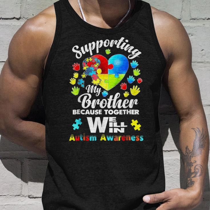 Autism Awareness Month Supporting My Brother Puzzle Unisex Tank Top Gifts for Him