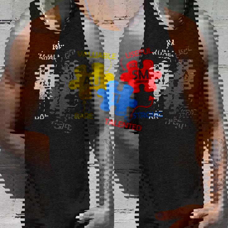 Autism Awareness Puzzle Periodic Table Elements Mom Dad Unisex Tank Top Gifts for Him