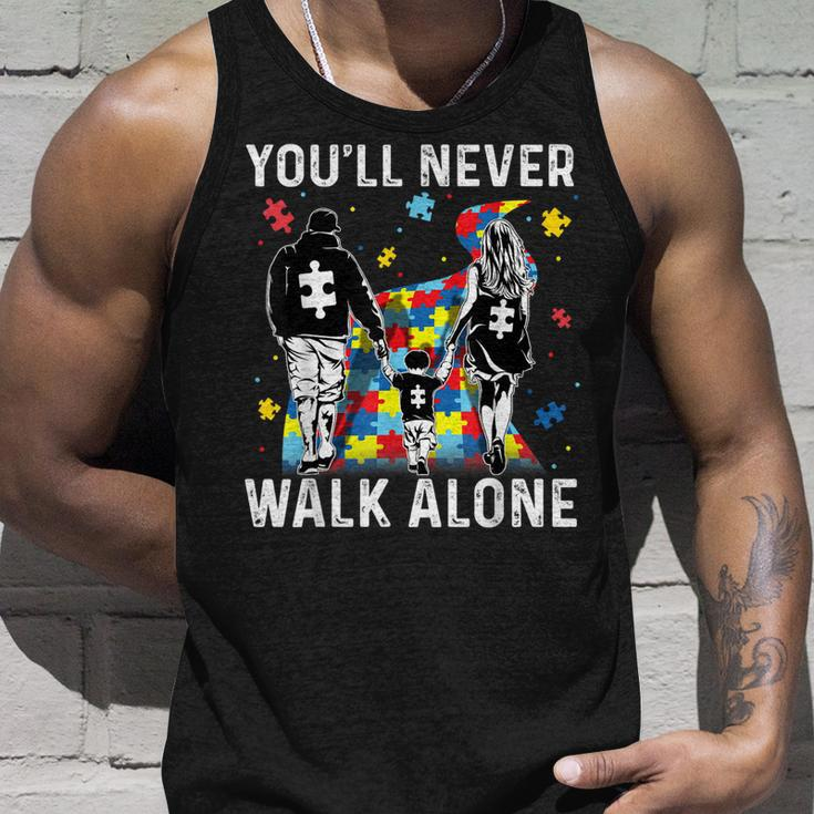 Autism Dad Mom Son Support Alone Parents Youll Never Walk Unisex Tank Top Gifts for Him