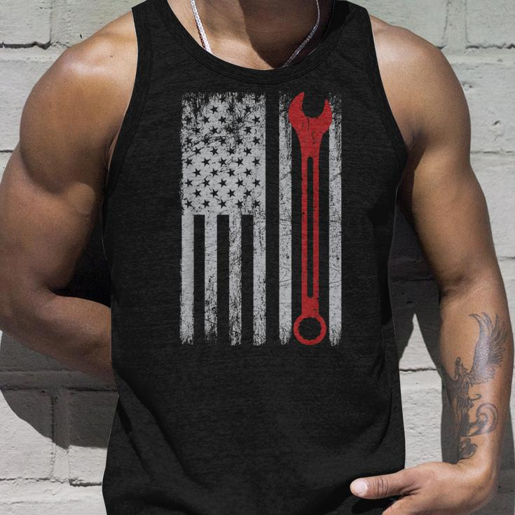 Auto Repairman Car Mechanic Wrench Workshop Tools Usa Flag Unisex Tank Top Gifts for Him