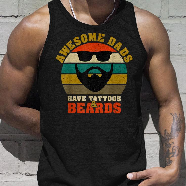 Awesome Dads Have Tattoos And Beards Vintage Fathers Day V4 Unisex Tank Top Gifts for Him