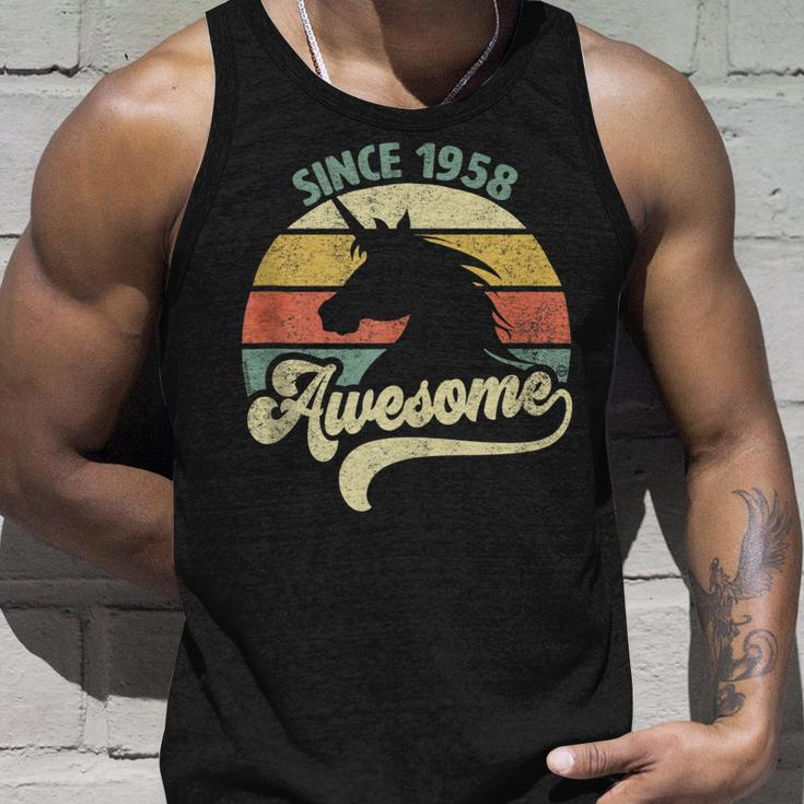 Awesome Since 1958 Retro Unicorn Birthday Gift Vintage Unisex Tank Top Gifts for Him