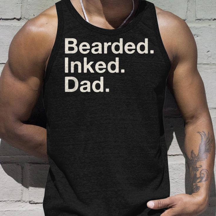 Bearded Inked Dad Fathers Day Tattoo Lover Love Tattooed Unisex Tank Top Gifts for Him
