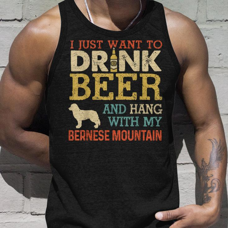 Bernese Mountain Dad Drink Beer Hang With Dog Funny Vintage Unisex Tank Top Gifts for Him