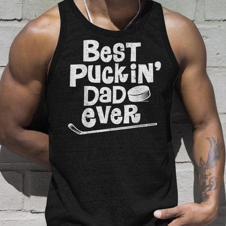 Best Puckin Dad Ever Funny Hockey Gift For Father Unisex Tank Top Gifts for Him