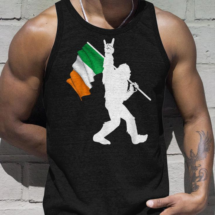 Bigfoot Rock And Roll On St Patricks Day With Irish Flag Unisex Tank Top Gifts for Him