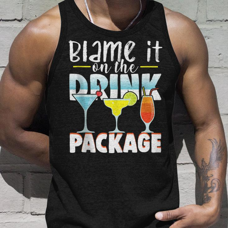 Blame It On The Drink Package Funny Cruise Cruising Cruiser Unisex Tank Top Gifts for Him