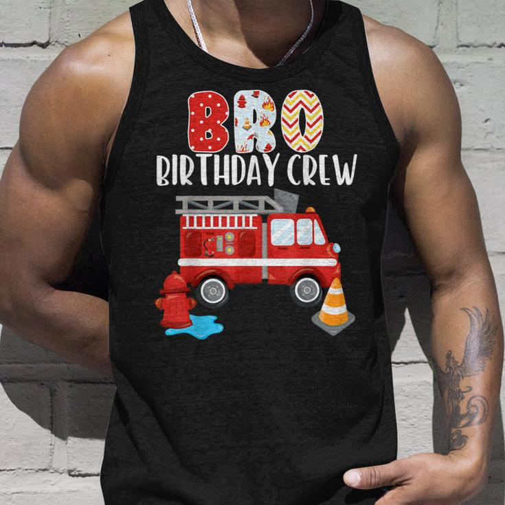 Bro Birthday Crew Fire Truck Little Fire Fighter Bday Party Unisex Tank Top Gifts for Him