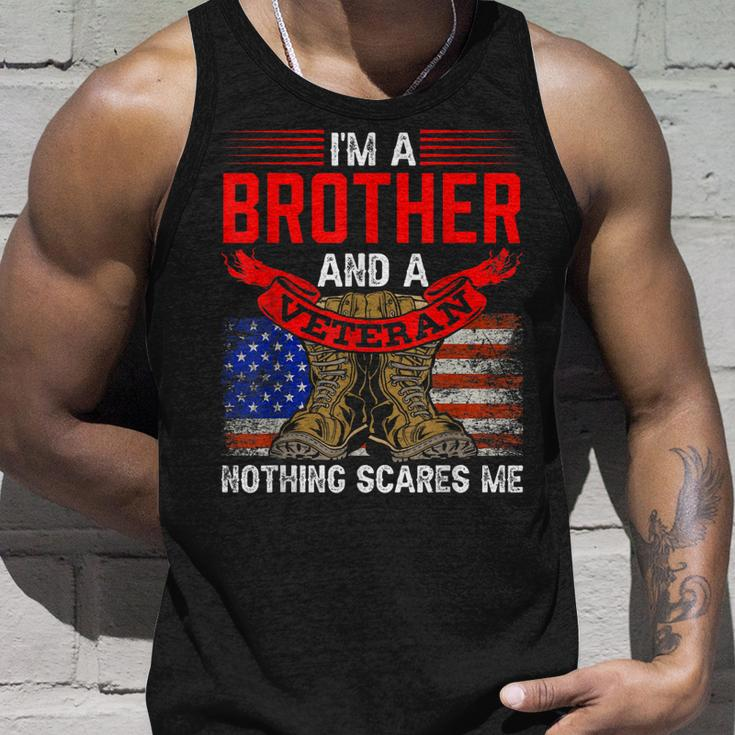 Brother And Veteran Nothing Scares Me Veterans Relatives Unisex Tank Top Gifts for Him